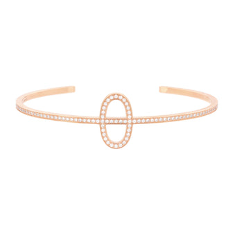 Hermes Chaine d'Ancre Contour Cuff Bracelet 18K Rose Gold with Diamonds