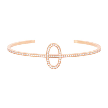 Hermes Chaine d'Ancre Contour Cuff Bracelet 18K Rose Gold with Diamonds