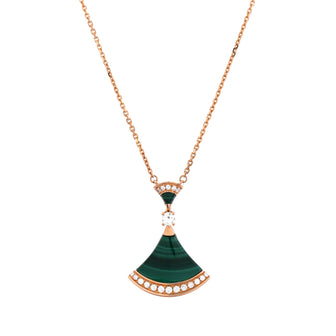 Bvlgari Divas' Dream Pendant Necklace 18K Rose Gold with Malachite and Diamonds Large