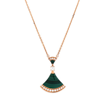 Bvlgari Divas' Dream Pendant Necklace 18K Rose Gold with Malachite and Diamonds Large