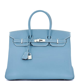 Hermes Birkin Handbag Blue Epsom with Palladium Hardware 35