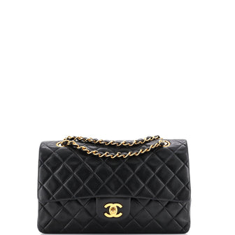 Chanel Vintage Classic Double Flap Bag Quilted Lambskin Medium