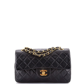 Chanel Vintage Classic Double Flap Bag Quilted Lambskin Small