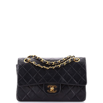 Chanel Vintage Classic Double Flap Bag Quilted Lambskin Small