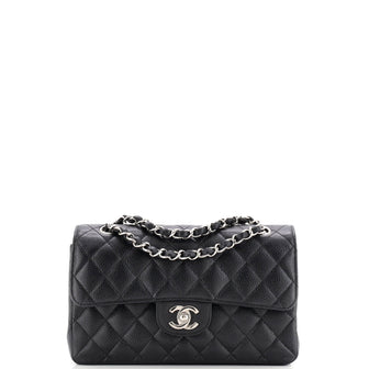 Chanel Vintage Classic Double Flap Bag Quilted Caviar Small