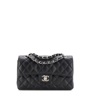 Chanel Vintage Classic Double Flap Bag Quilted Caviar Small