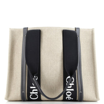 Chloe Woody Tote Canvas with Leather Medium