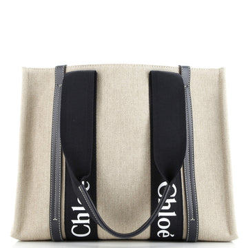 Chloe Woody Tote Canvas with Leather Medium