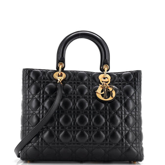 Christian Dior Vintage Lady Dior Bag Cannage Quilt Lambskin Large