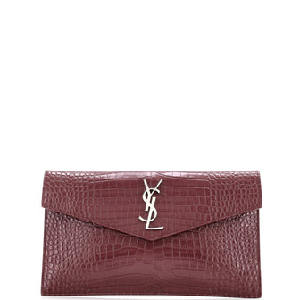 Saint Laurent Uptown Pouch Crocodile Embossed Leather