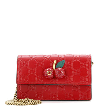 Gucci Cherries Wallet on Chain Guccissima Leather Mini