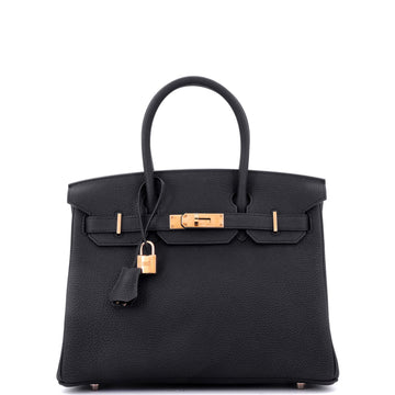 Hermes Birkin Handbag Black Togo with Rose Gold Hardware 30