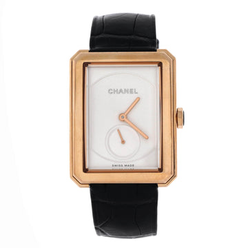 Chanel Boy·Friend Quartz Watch Beige Gold and Alligator 28