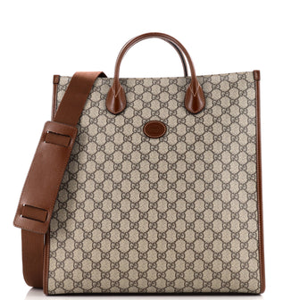 Gucci Interlocking G Tote GG Coated Canvas Vertical Brown 35053820