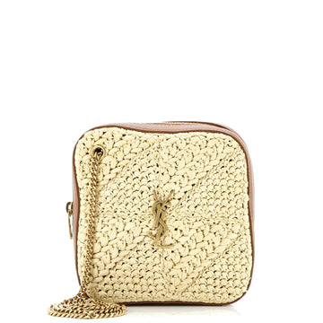 Saint Laurent Jamie Cube Crossbody bag Raffia with Leather