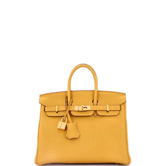 Hermes Birkin Handbag Yellow Togo with Gold Hardware 25