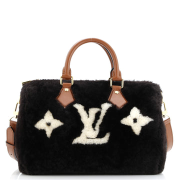Louis Vuitton Speedy Bandouliere Bag Monogram Cozygram Shearling 25