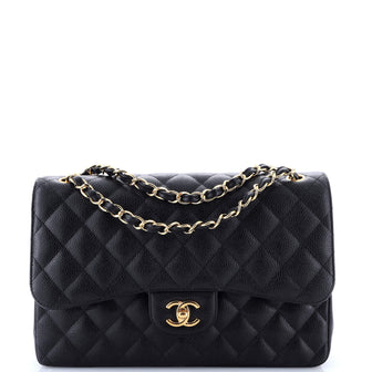 Chanel Classic Double Flap Bag Quilted Caviar Jumbo