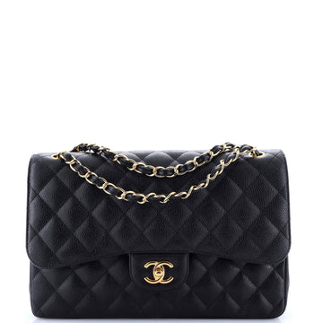 Chanel Classic Double Flap Bag Quilted Caviar Jumbo