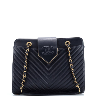 Chanel Collar and Tie Tote Chevron Sheepskin Small