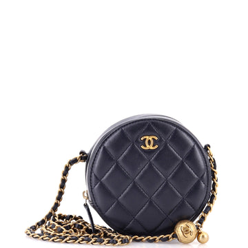 Chanel Pearl Crush Round Clutch with Chain Quilted Lambskin