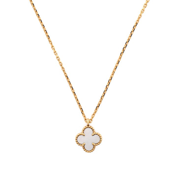 Van Cleef & Arpels Sweet Alhambra Pendant Necklace 18K Yellow Gold and Mother of Pearl