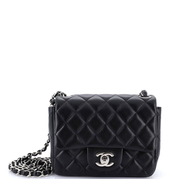 Chanel Square Classic Single Flap Bag Quilted Caviar Mini