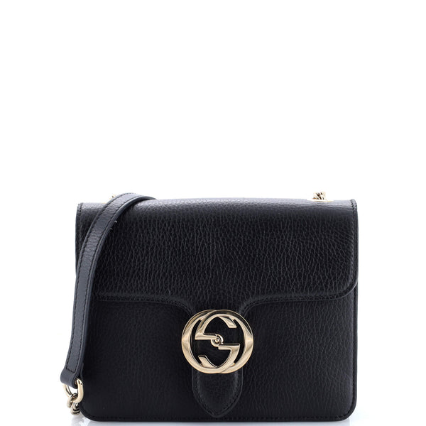 Gucci Interlocking Shoulder Bag Leather Small Black 3437747