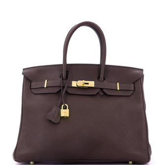 Hermes Birkin Handbag Brown Togo with Gold Hardware 35