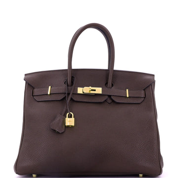 Hermes Birkin Handbag Brown Togo with Gold Hardware 35