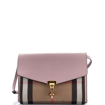 Burberry Macken Crossbody Bag Leather and House Check Canvas Small