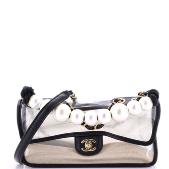 Chanel Sand By The Sea Pearl Flap Bag PVC with Lambskin Medium