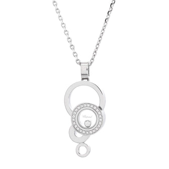 Chopard Happy Bubbles Pendant Necklace 18K White Gold with Diamonds and 1 Floating Diamond