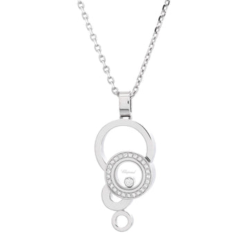Chopard Happy Bubbles Pendant Necklace 18K White Gold with Diamonds and 1 Floating Diamond
