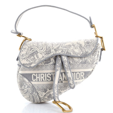 Christian Dior Saddle Bag Logo Embroidered Canvas Medium