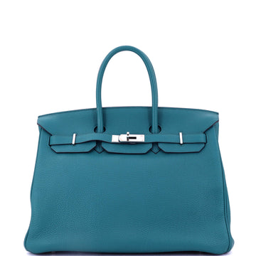 Hermes Birkin Handbag Blue Togo with Palladium Hardware 35