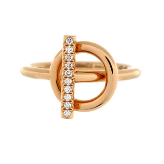 Hermes Echappee Ring 18K Rose Gold and Diamonds Small