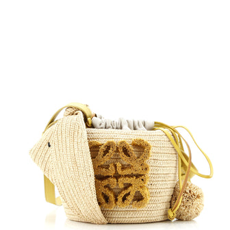 Loewe Bunny Drawststring Bucket Bag Raffia Small