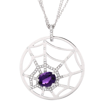 Chaumet Attrape-Moi Spider Web Pendant Necklace 18K White Gold with Diamonds and Amethyst Large