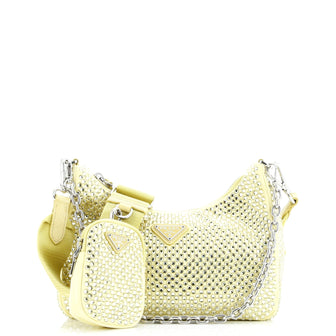 Prada Re-Edition 2005 Shoulder Bag Crystal Embellished Satin Small