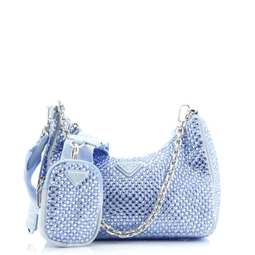 Prada Re-Edition 2005 Shoulder Bag Crystal Embellished Satin Small