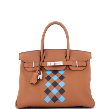 Hermes Birkin Handbag Tressage Brown Swift and Palladium Hardware 30