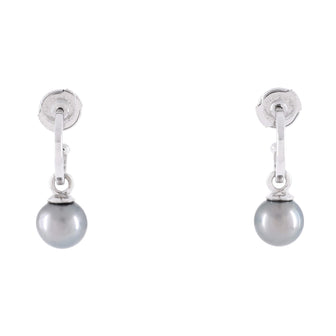 Christian Dior Drop Hoop Earrings 18K White Gold and Pearl