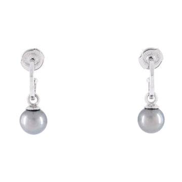 Christian Dior Drop Hoop Earrings 18K White Gold and Pearl