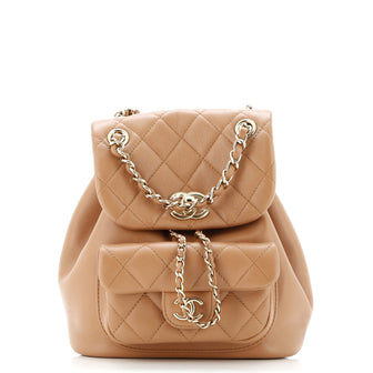 Chanel Duma Drawstring Backpack Quilted Leather Small