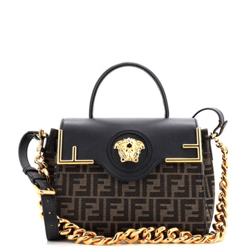 Versace x Fendi Fendace La Medusa Top Handle Bag Zucca Canvas and Leather Medium