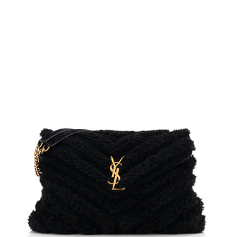 Saint Laurent Loulou Shoulder Bag Matelasse Chevron Shearling Medium