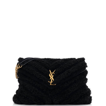 Saint Laurent Loulou Shoulder Bag Matelasse Chevron Shearling Medium