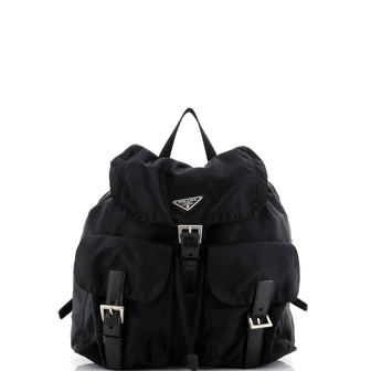 Prada Vela Double Front Pocket Backpack Tessuto with Saffiano Leather Medium