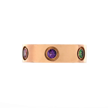 Cartier Love 6 Stone Band Ring 18K Rose Gold with Sapphires, Garnets and Amethyst
